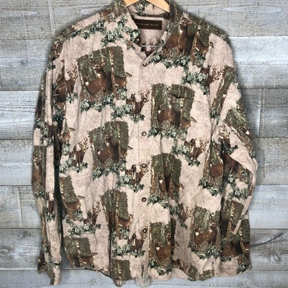 Woodland Trail mens XL hunting deer button down shirt